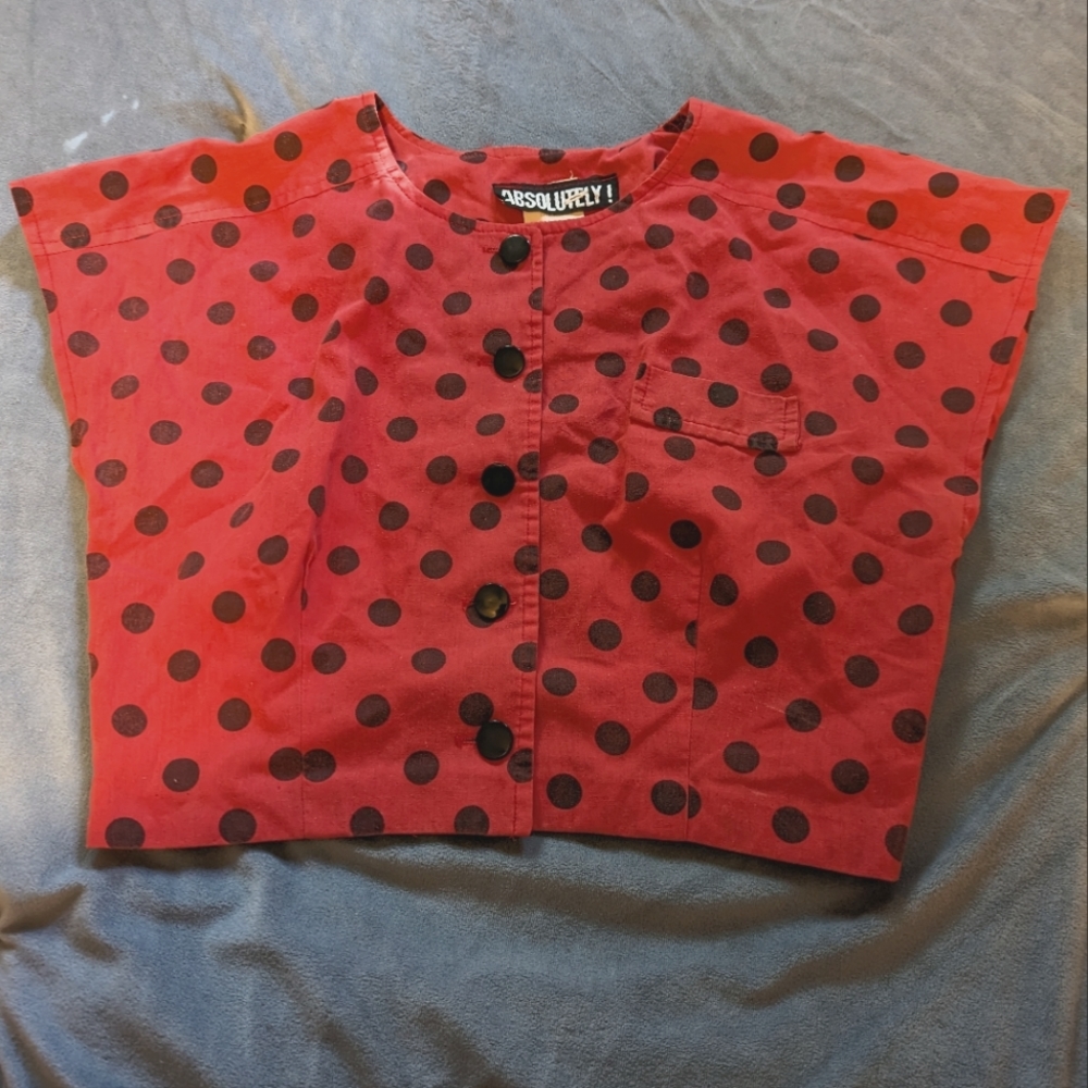 Vintage Red Crop Top with Black Polkadots by Absolutely! Size 7